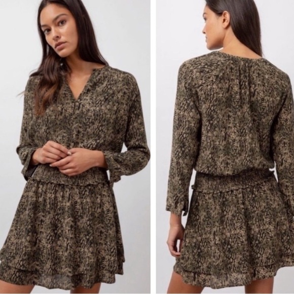 Rails Jasmine Tiered Mini Dress in Olive Static Sz XXS - Picture 1 of 9